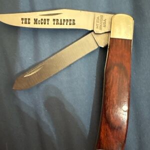 McCoy Trapper Knife with Silver Blade and Wood Handle